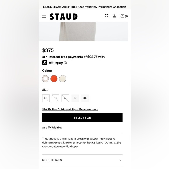 new Staud Amelie draped linen blend midi dress in natural oatmeal heather - Picture 11 of 12